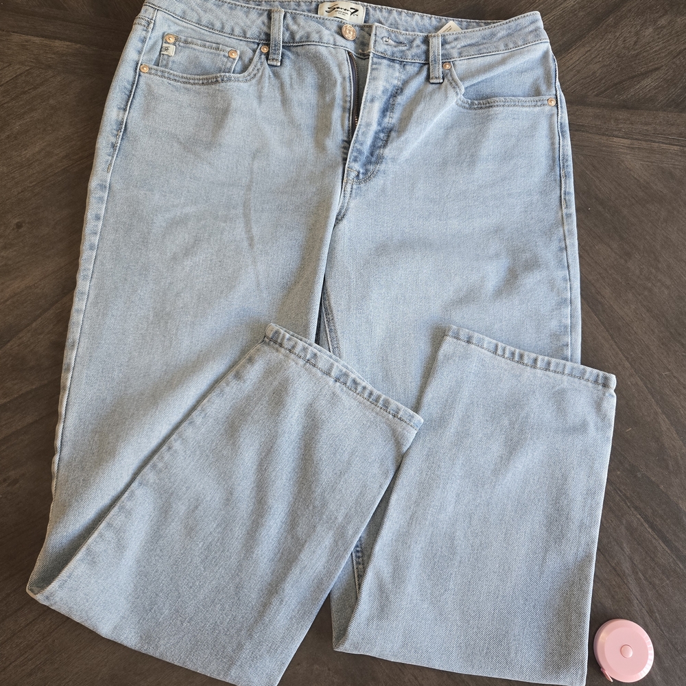 7 For All Mankind Light Blue Straight Leg Jeans - Picture 6 of 8